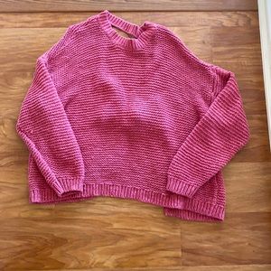 pink open back sweater